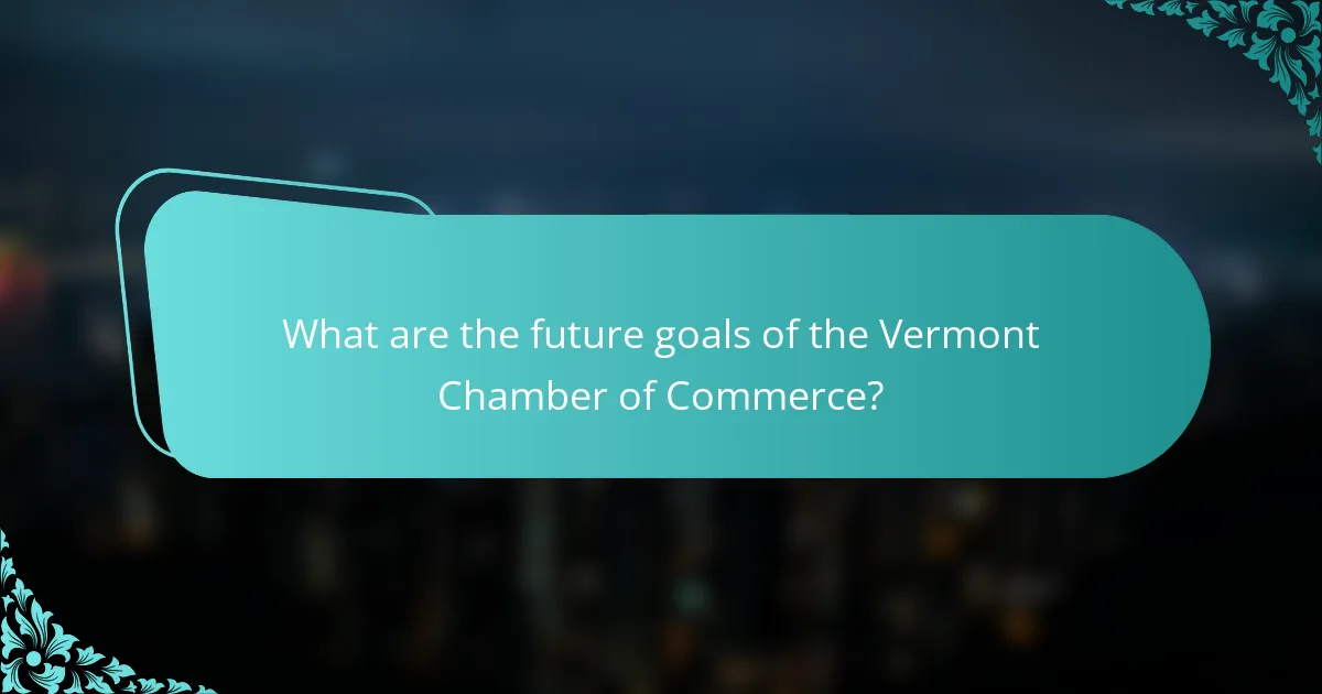 What are the future goals of the Vermont Chamber of Commerce?