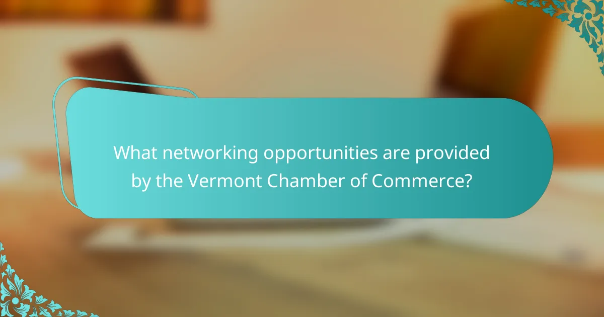 What networking opportunities are provided by the Vermont Chamber of Commerce?