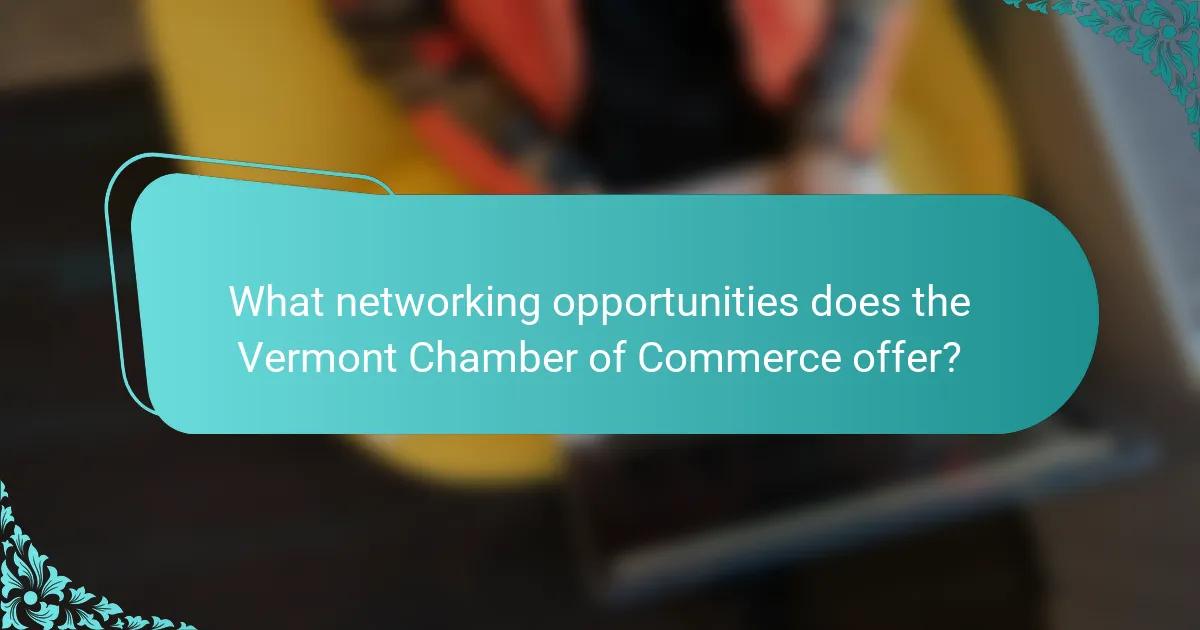 What networking opportunities does the Vermont Chamber of Commerce offer?