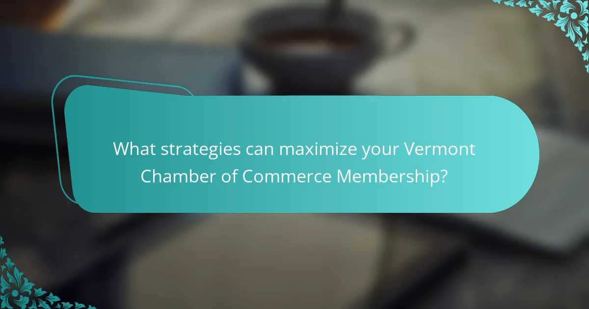 What strategies can maximize your Vermont Chamber of Commerce Membership?
